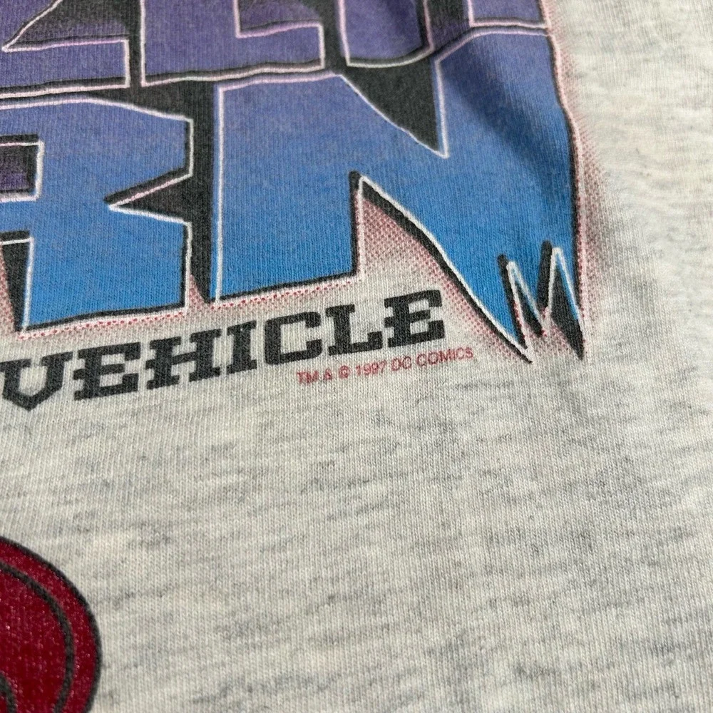 Vintage DC Comics Kids XL Shirt Grey Batman Bathammer 90s Freezer Burn 1997 DC